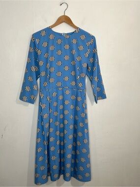 Miss Finch NYC Blue Polka Dot Midi Dress Size Large